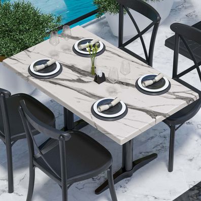 WERZA | Werzalit Tischplatte | 120x70cm | Weiß Marmor | Topalit Tischplatte