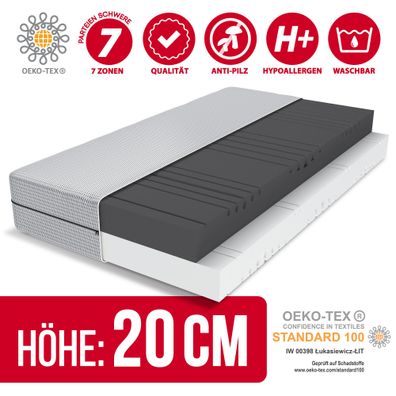 Matratze 90x200 7 Zonen BLACK&WHITE H3 H4 21 cm