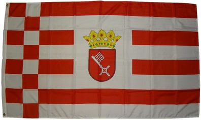 Flagge Bremen 90 x 150 cm Fahne mit 2 Ösen 100g/ m² Stoffgewicht Hissflagge Hissen