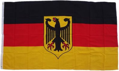 Flagge Deutschland mit Adler 90 x 150 cm Fahne mit 2 Ösen 100g/ m² Stoffgewicht Hiss