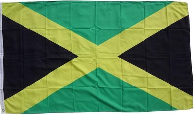 Flagge Jamaika 90 x 150 cm Fahne mit 2 Ösen 100g/ m² Stoffgewicht Hissflagge für Ma
