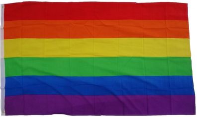 Flagge Regenbogen / Frieden 90 x 150 cm Fahne mit 2 Ösen 100g/ m² Stoffgewicht Hisse
