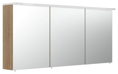 Posseik Spiegelschrank 140cm inkl. Design Acryl-Lampe und Glasböden eiche hell