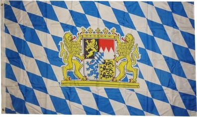 Flagge Bayern Löwe Freistaat 250 x 150 cm Fahne mit 3 Ösen 100g/ m² Stoffgewicht Hi