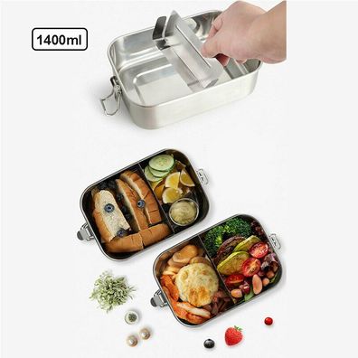 Edelstahl Brotbox Mit Herausnehmbarer Trennwand Brotdose Auslaufsicher Lunchbox
