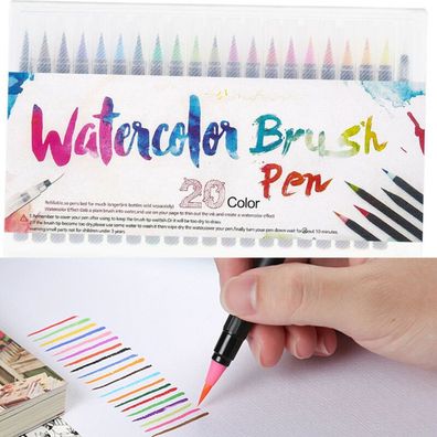 Pinselstifte Set 20 + 1 Aquarell Farben Doppelspitze Kalligraphie Bullet Journal
