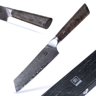 Zayiko Damastmesser Allzweckmesser - sehr hochwertiges Profi Messer mit Ahornholz ...