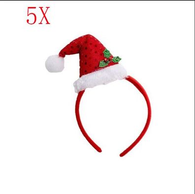 5X Haarreif Mit Mutze Weihnachtsmutze Nikolausmutze Santa Haarband Nikolaus