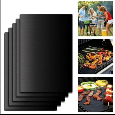 5X Reusable Bbq Grill Mat Non-Stick Oven Liners Cooking Baking Sheet Pad!