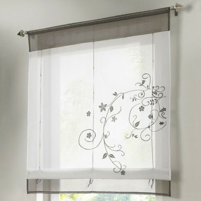 Liftable Roman Vorhang Sheer Voile Fenster Valance Drape # 1 Grau, 60X120Cm