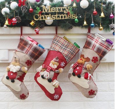 3Er Set Nikolausstrumpf Geschenktasche Weihnachtsstrumpf Socken Weihnachtsdekor
