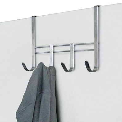 Metall Türgarderobe mit 4 Haken Garderobenleiste Kleiderhaken Türhaken Garderobe