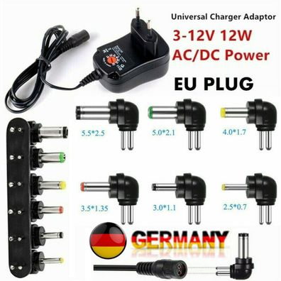 Universal Ac/ Dc Netzteil Adapter Stecker Ladegeraet Adapter 3V 4.5V 6V 7.5V 9V 12