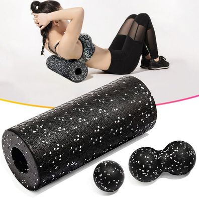 1 Set Roll Faszienrolle Massagerolle Fitness Sport Yoga Pilates Black Xcv