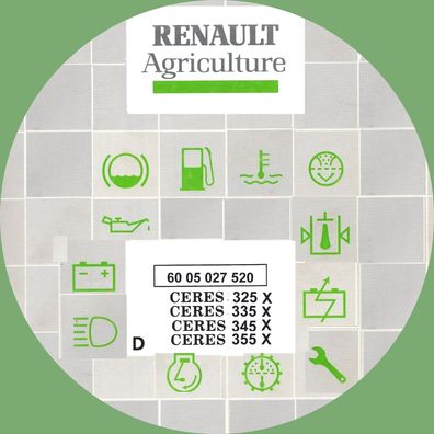 Betriebs und Wartungsanleitung für Renault Ceres 325 X, 335 X, 345 X, 355 X Traktoren