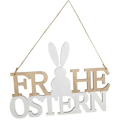 Schriftzug Frohe Ostern weiß zum Hängen