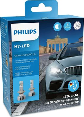 Philips Ultinon Pro6000 H7 LED Scheinwerferlampe Straßenzulassung + 230% Heller