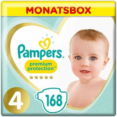 Pampers Premium Protection Windeln Gr. 4 9-14kg Monatsbox 168 Stück 1er Pack