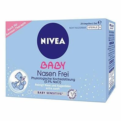 NIVEA BABY Nasen Fcrei Nasenpflege Kochsalzlösung Befeuchtung 24 Ampullen x 5 ml