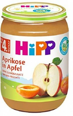HiPP Bio Babynahrung Brei Früchte Aprikose Apfel Ab 4 Monat 6er Pack 6 x 190 g