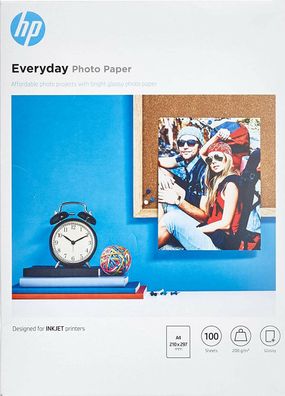 HP Q2510A Everyday Glossy Standard Fotopapier 200g/ m² Drucker A4 100 Blatt weiß