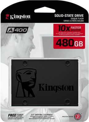 Kingston SA400S37/480G A400 480GB Interne SSD 2.5 Zoll SATA Festplatte Schwarz