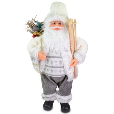 Dekofigur Santa stehend mit Ski 60cm