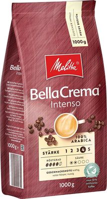 Melitta Bella Crema Intenso Kaffeebohnen 100% Arabica Stärke 4 Kaffee 1 kg