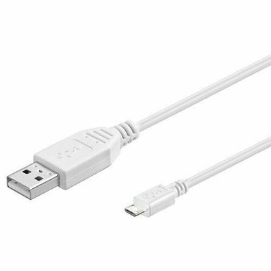 PremiumCord USB A Micro USB B Verbindungskabel High Speed Datenkabel Weiß 1m