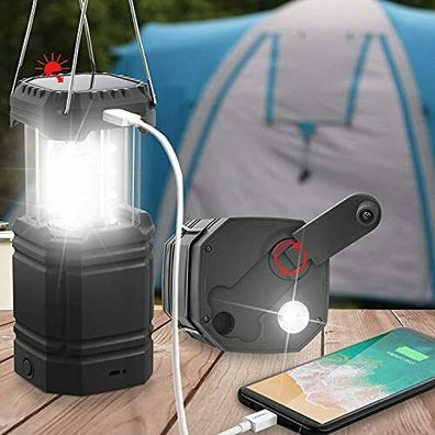 Solar Camping Handkurbel Laterne LED Taschenlampe Ladegerät 3000 mAh Power Bank