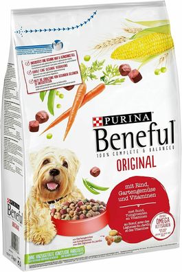 Purina Beneful Original Hundefutter Trockenfutter Rind Gemüse Adult 4 x 3kg