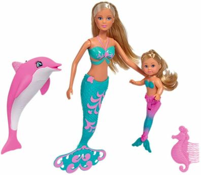 Simba 105733336 Steffi Love Mermaid Friends Meerjungfrau 29 cm Evi Puppe Delfin