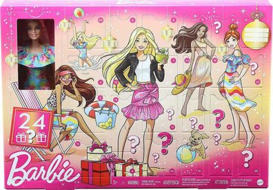Barbie GYN37 Adventskalender Weihnachtskalender 2021 Mädchen Modepuppe Spielzeug