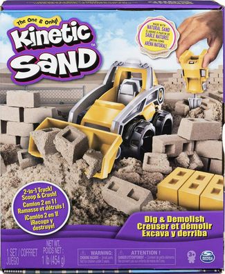 Kinetic Sand 6044178 Baustellen Spielset Spielzeug Kinder ab 3 Jahren 454 g