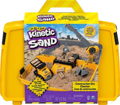 Kinetic Sand 6055877 Baustellen Koffer Spielset Spielzeug ab 3 Jahren 907 g