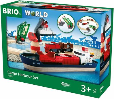 BRIO World 33061 Container Hafen Set Holzeisenbahn Kleinkindspielzeug ab 3 Jahre