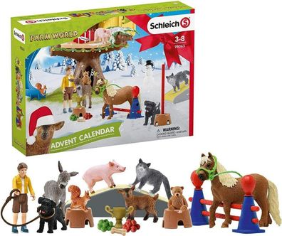 Schleich 98063 Adventskalender Farm World Spielzeug Tiere Kinder ab 3 Jahren