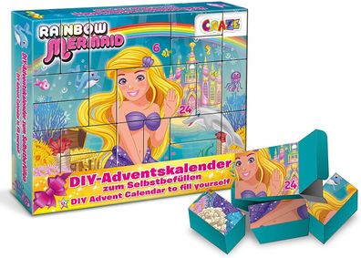 Craze 25338 DIY Adventskalender Rainbow Mermaid Weihnachtskalender basteln
