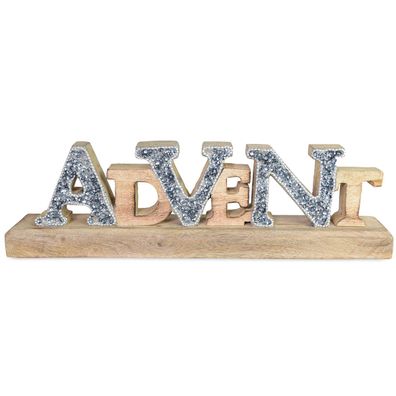 Schriftzug Advent stehend Holz grau 30cm