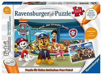 Ravensburger tiptoi Spiel 00069 Puzzle Kleine Entdecker Paw Patrol 2 x 24 Teile