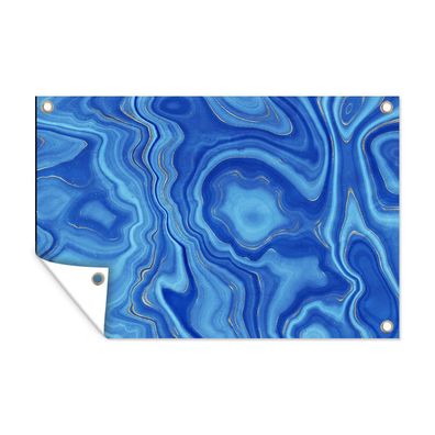 Outdoor-Poster Gartenposter 120x80 cm Blau - Achatgeode - Steine - Marmor