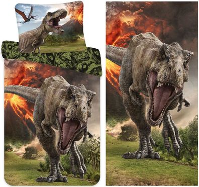 Bettwäsche Set Jurassic World "Vulcano" 140x200 Bettdecke + 70x90cm Kopfkissen u