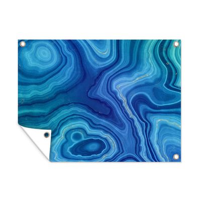 Outdoor-Poster Gartenposter 40x30 cm Marmor - Achat - Blau - Steine (Gr. 40x30 cm)