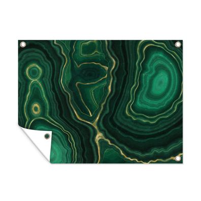 Outdoor-Poster Gartenposter 40x30 cm Gold - Grün - Achatstein - Geode - Marmor