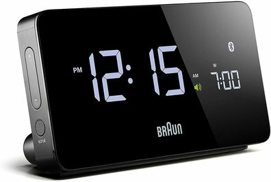 Braun BNC020BK Wecker Tischuhr Bluetooth LC-Display 2 USB-Anschlüsse iOS Android