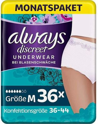 Always Discreet Underwear Höschen Größe M Blasenschwäche Inkontinenz 4 x 9 Stück