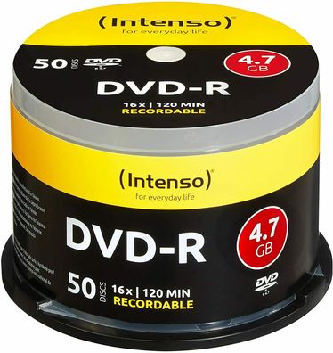 Intenso DVD-R 16x Speed 4,7GB 120 Minuten DVD Rohlinge Brenner 50er Spindel