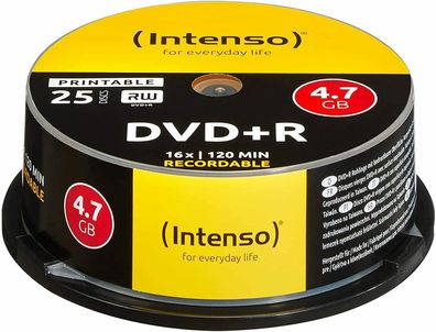 Intenso DVD + R 4,7 GB 16x Speed bedruckbar kratzfest DVD Rohlinge 25er Spindel