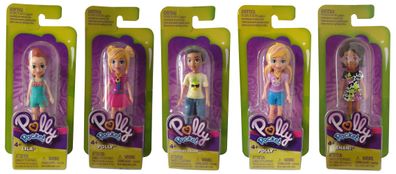 Mattel Polly Pocket Modepuppen verschiedene Outfits, 5er-Set Sammelfiguren