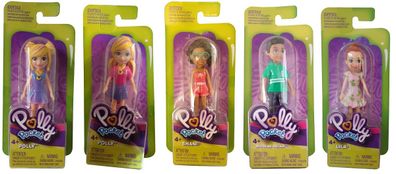Mattel Polly Pocket GKL30 Modepuppen verschiedene Outfits, 5er-Set Sammelfiguren